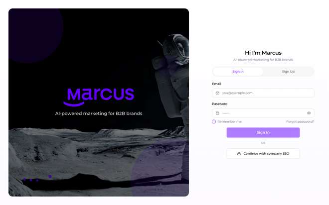 Marcus sign-in page