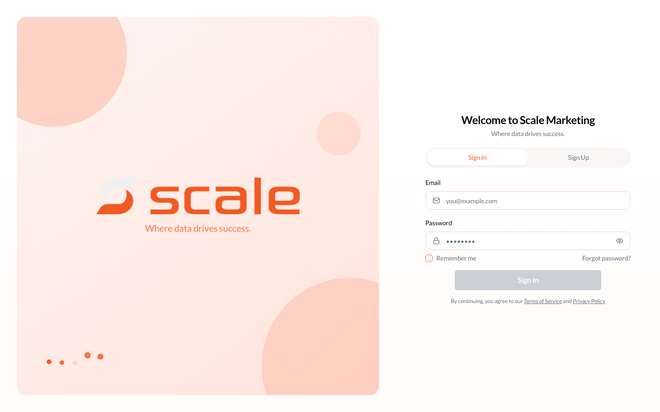 Scale Marketing sign-in page